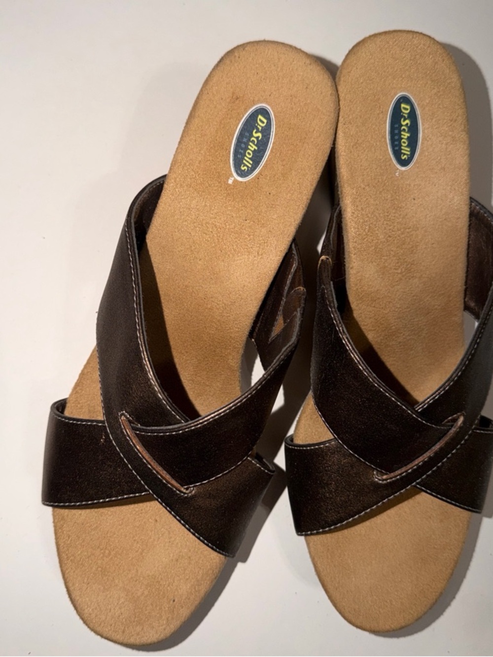 Dr. Scholl's  Strappy Women's Brown Cross-Strap  Wedge Slide Sandals Size 9M